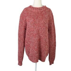 Simon Miller Red and Indigo Fuzzy Mohair Knit Pullover Sweater Mens Small